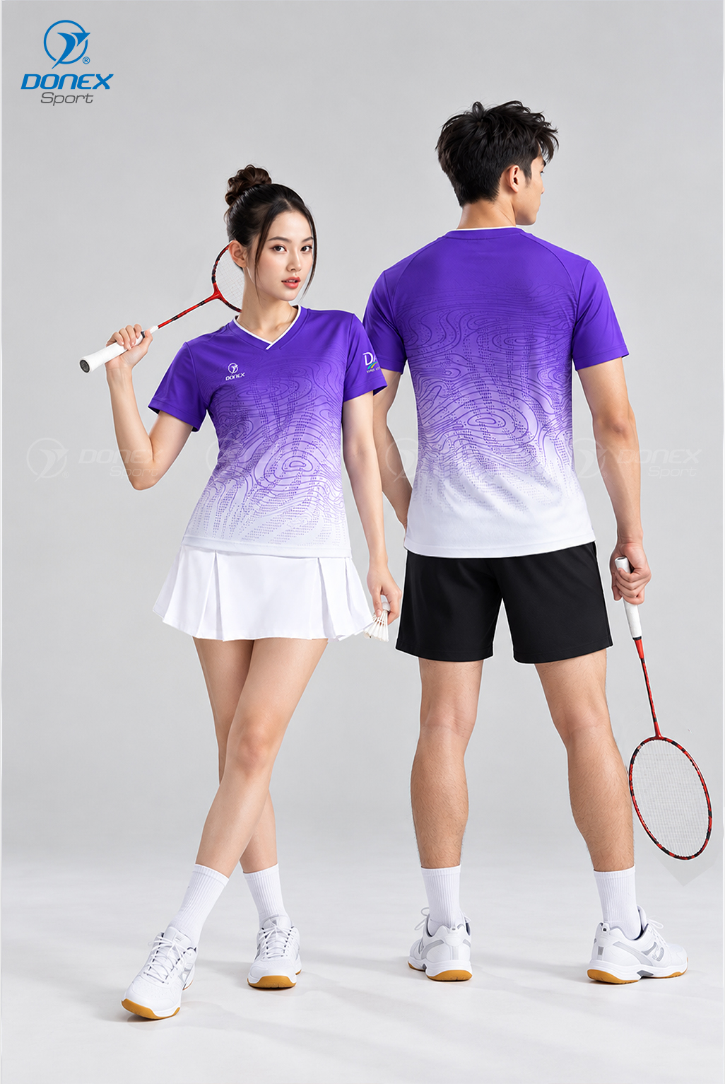 Áo thể thao nữ AC-3874-01-09 Trắng phối tím